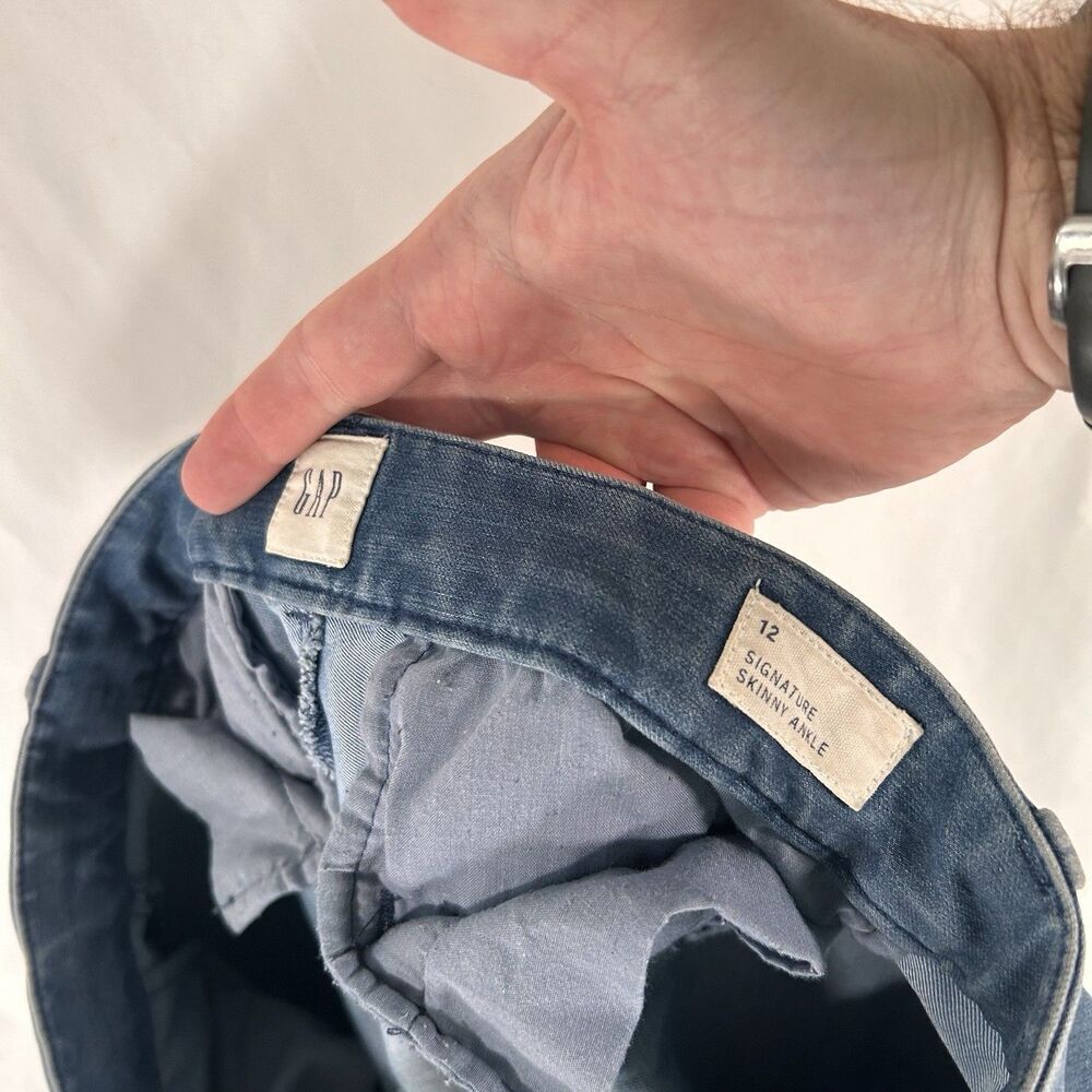 Gap Signature Skinny Ankle Pants Women's 12 medium Wash Blue Zip Pockets - Picture 8 of 9